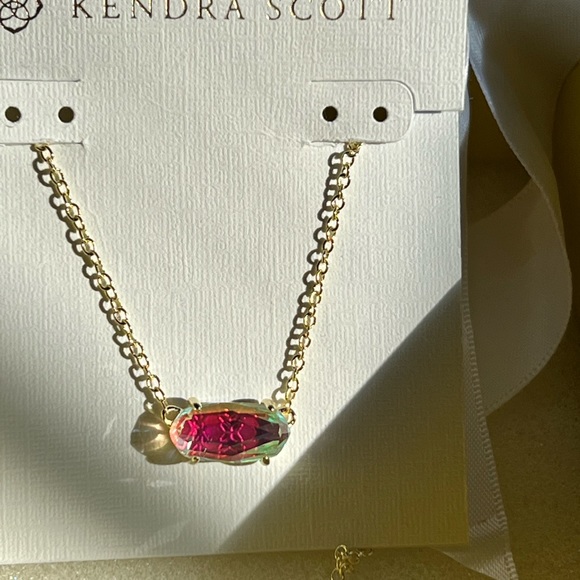 NWT Rare & Retired Kendra Scott Ever Necklace Dichroic & Yellow Gold Amazing! - Picture 9 of 14